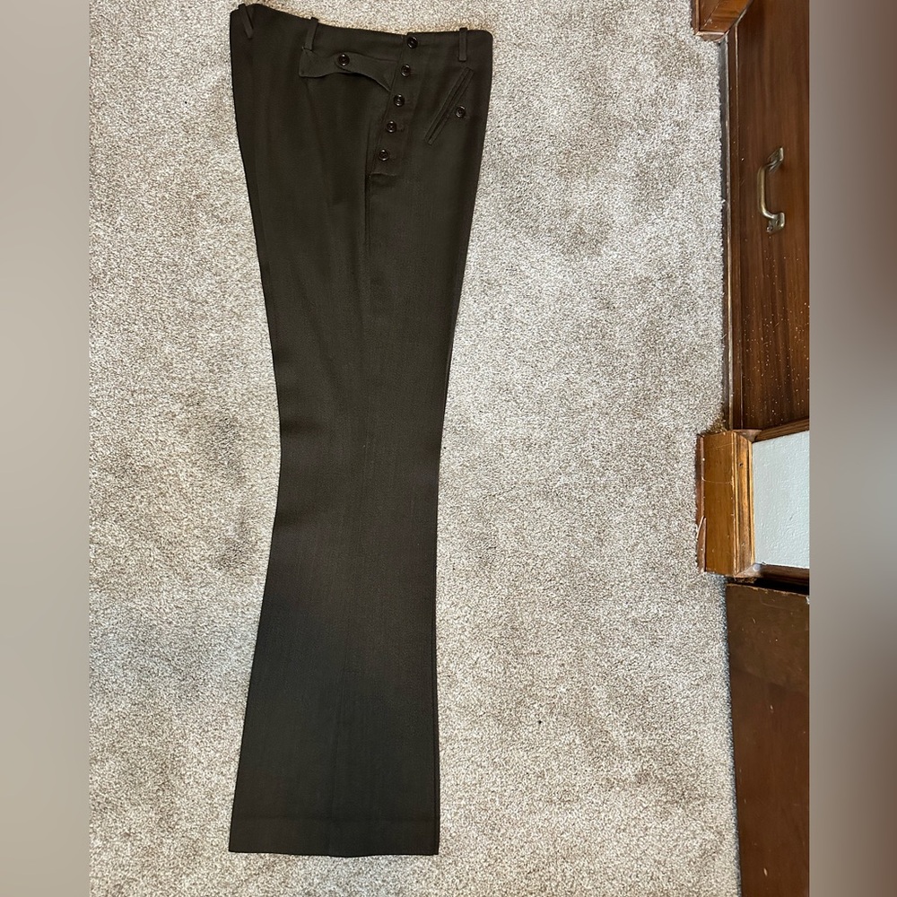 Ralph Lauren women’s Dark Brown Tailored Pants with subtle blue windowpane